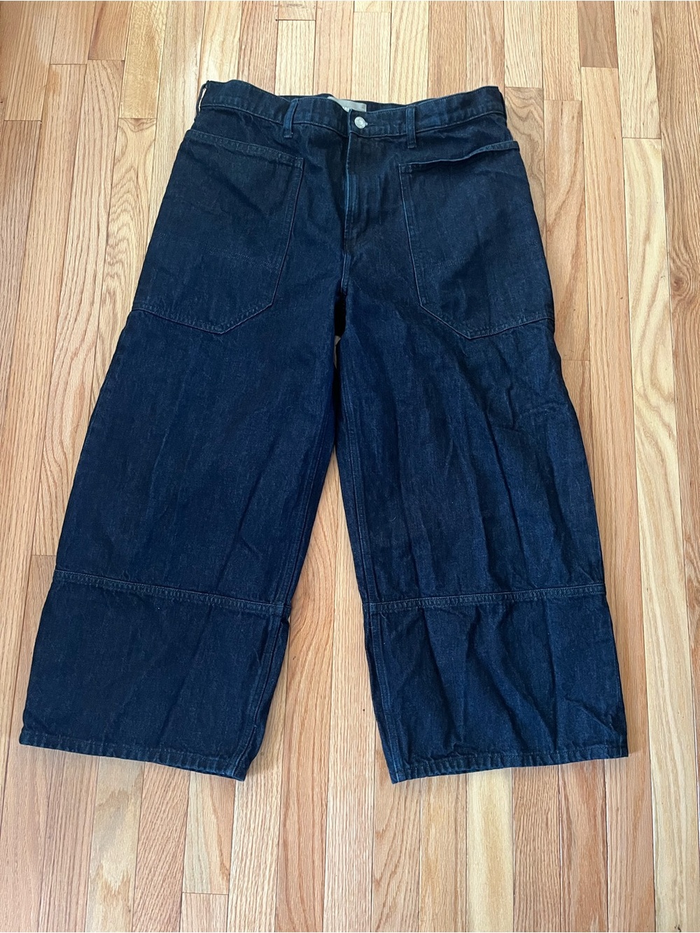 Everlane Dark Wash Wide Leg Cropped Jeans 33 Utility Cropped Capsule Minimalist